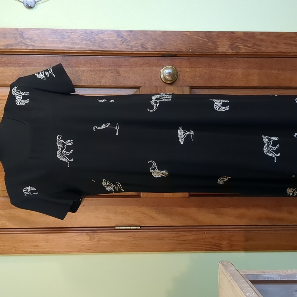 Vintage Connie Choi Black Safari Print Maxi Dress